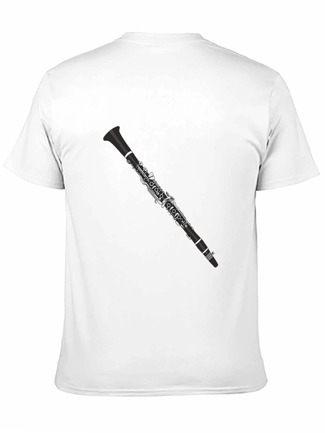 Camiseta Negra con Diseño de Clarinete para Músicos