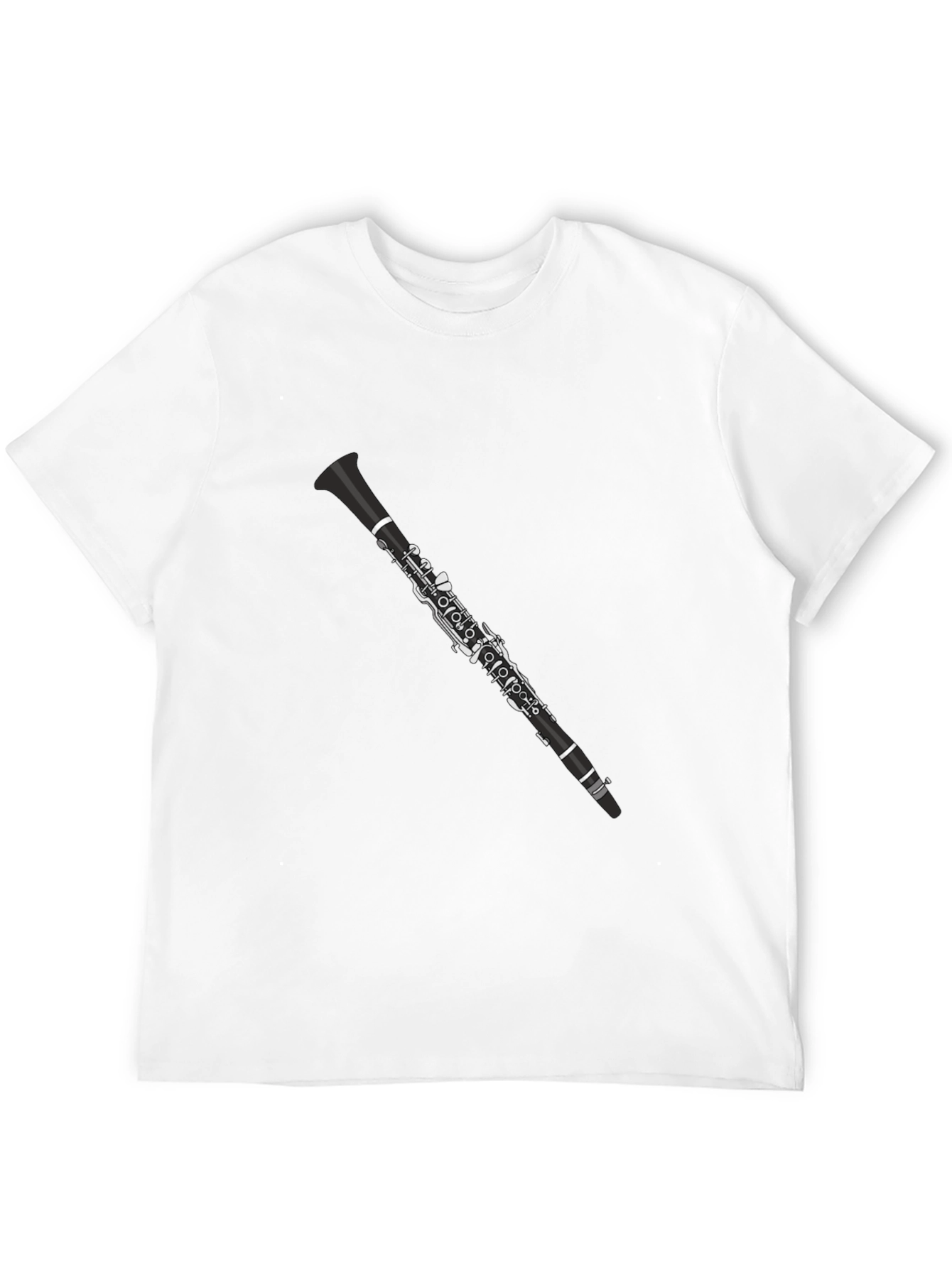 Camiseta Negra con Diseño de Clarinete para Músicos