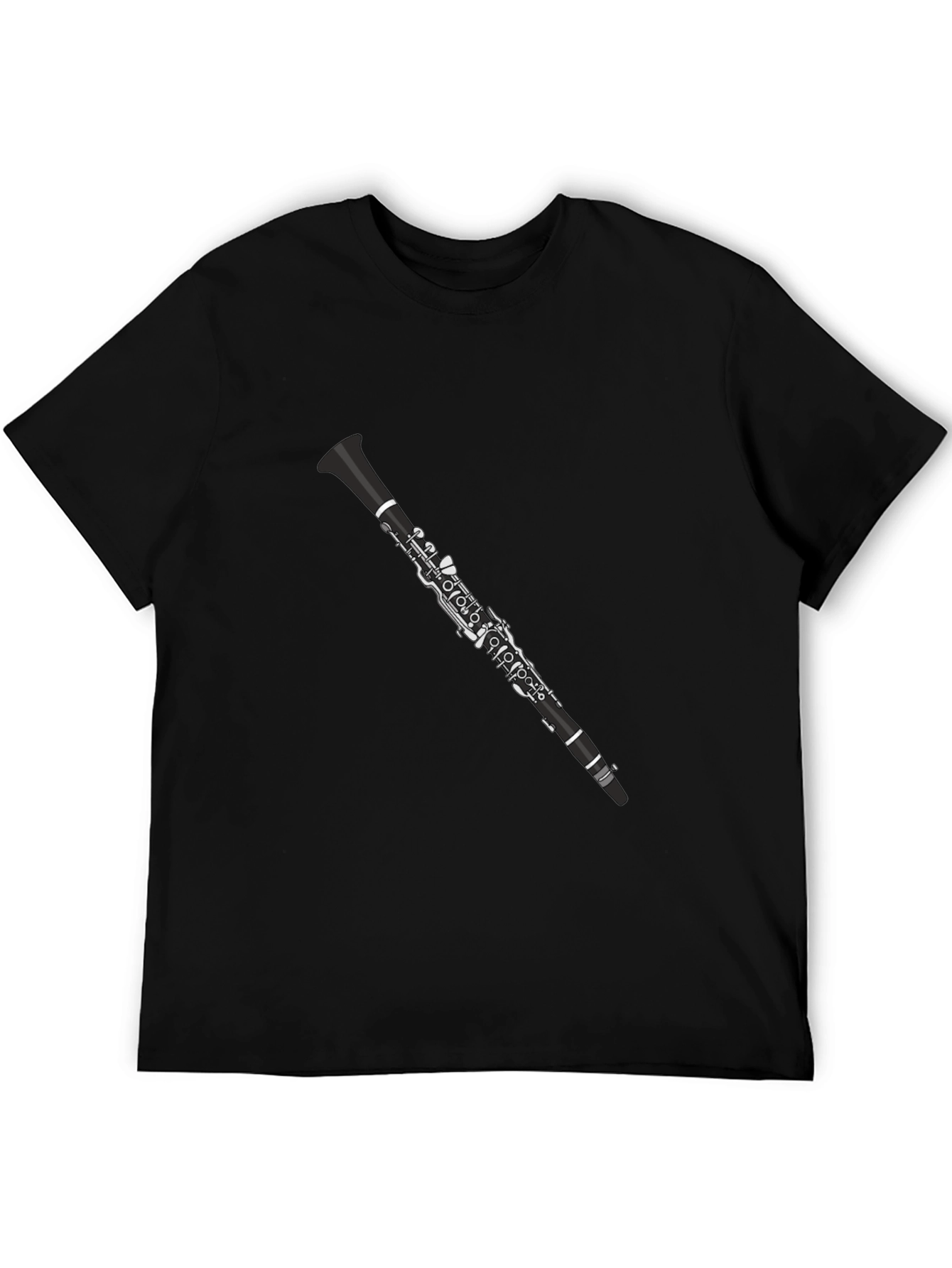 Camiseta Negra con Diseño de Clarinete para Músicos