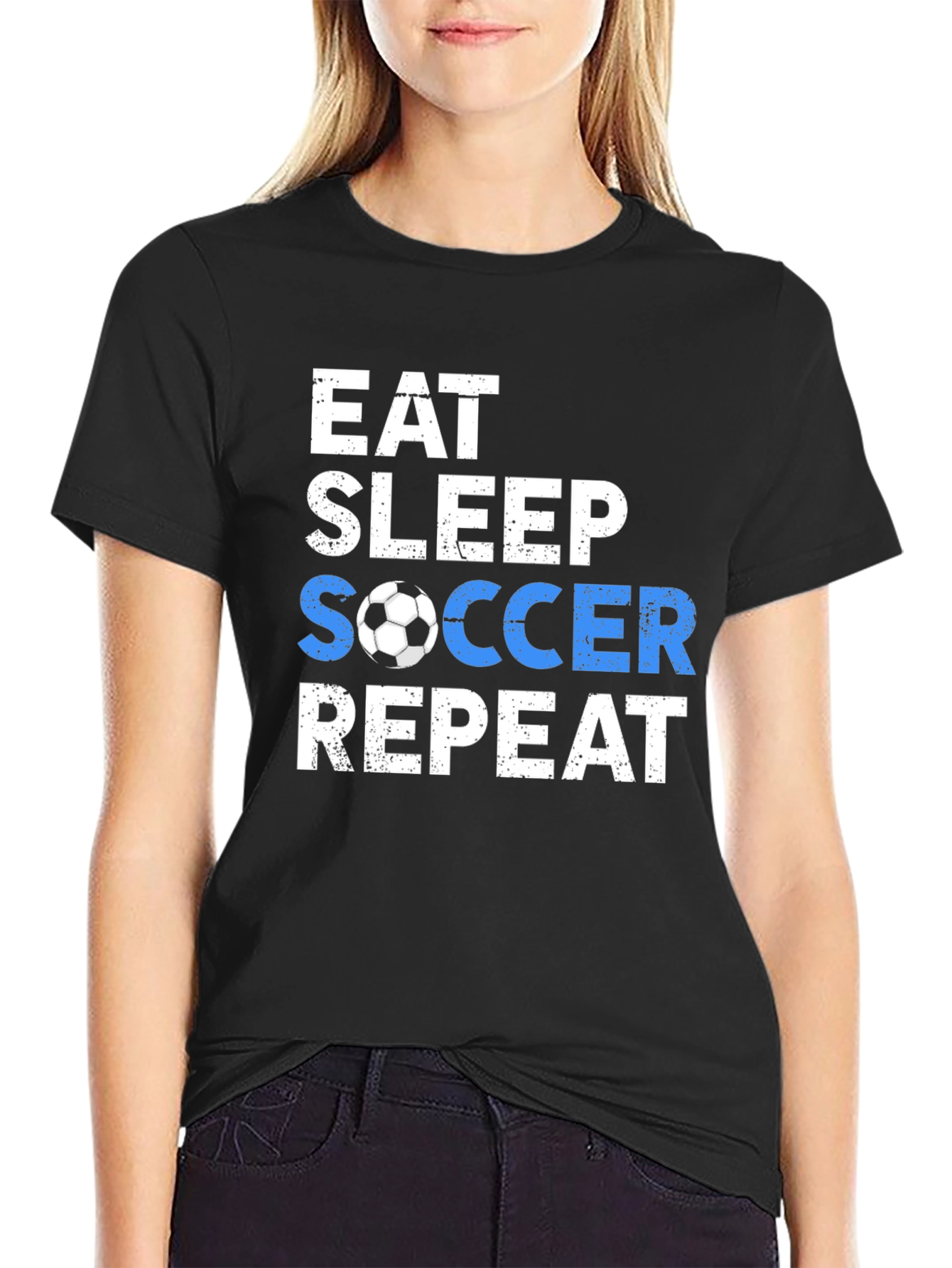 Camiseta Eat Sleep Soccer Repeat - Algodón Suave