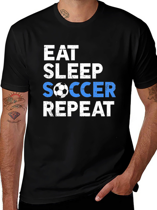 Camiseta Eat Sleep Soccer Repeat - Algodón Suave