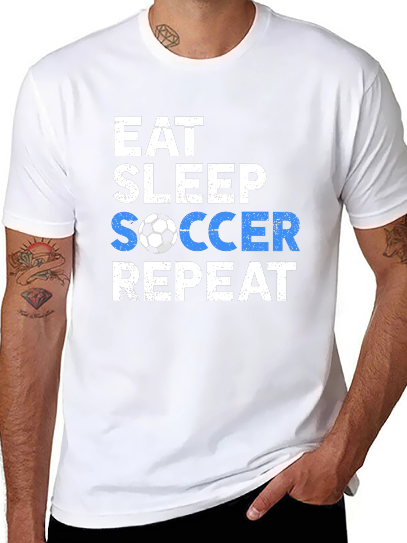 Camiseta Eat Sleep Soccer Repeat - Algodón Suave