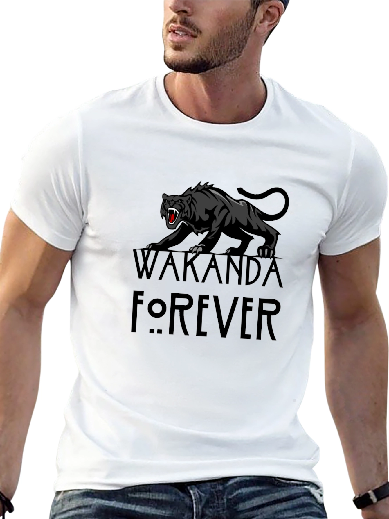 Camiseta Negra Wakanda Forever Pantera