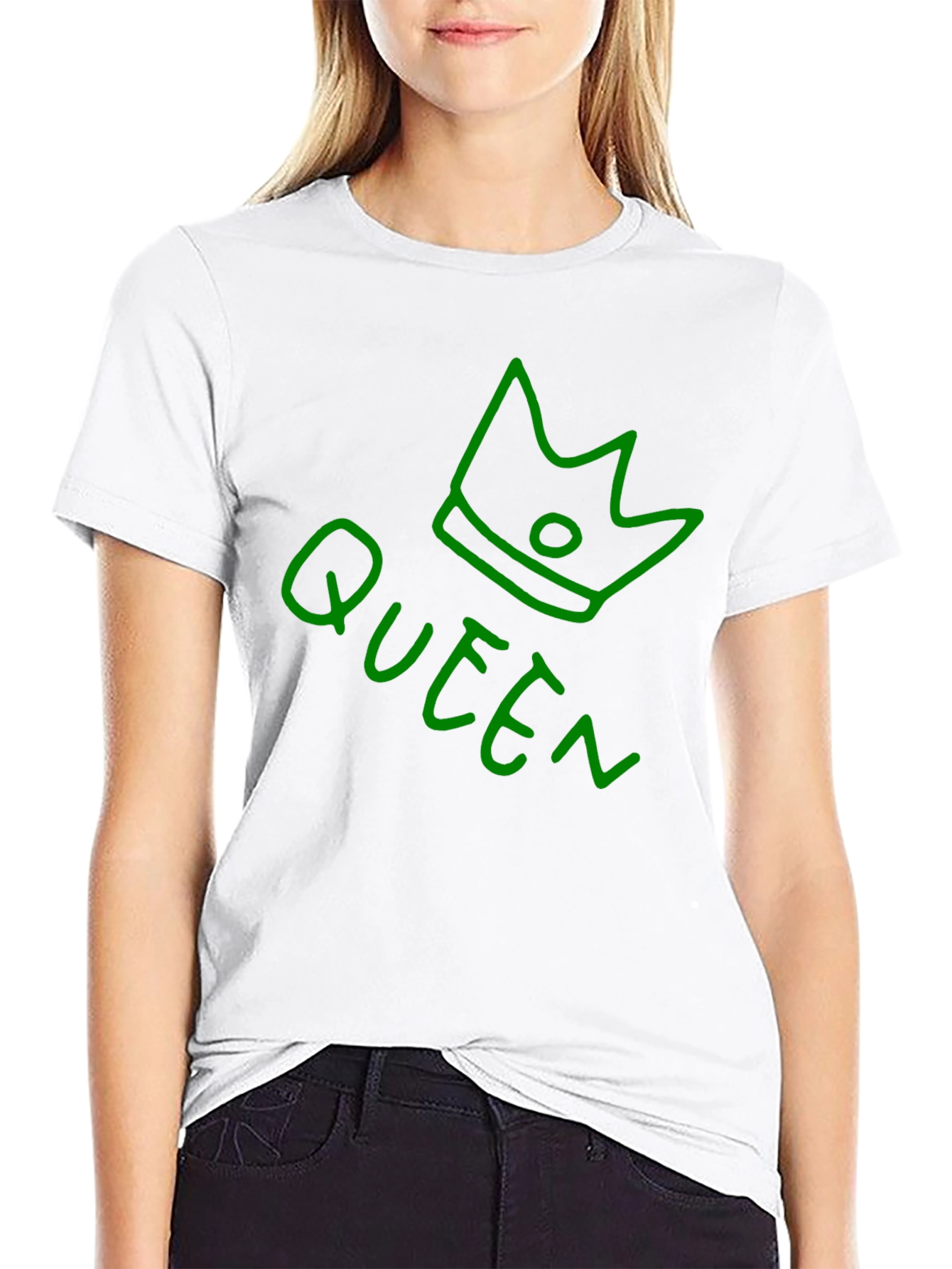 Camiseta Negra Queen con Corona Verde