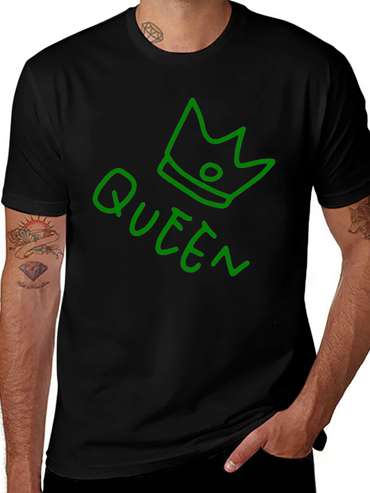 Camiseta Negra Queen con Corona Verde