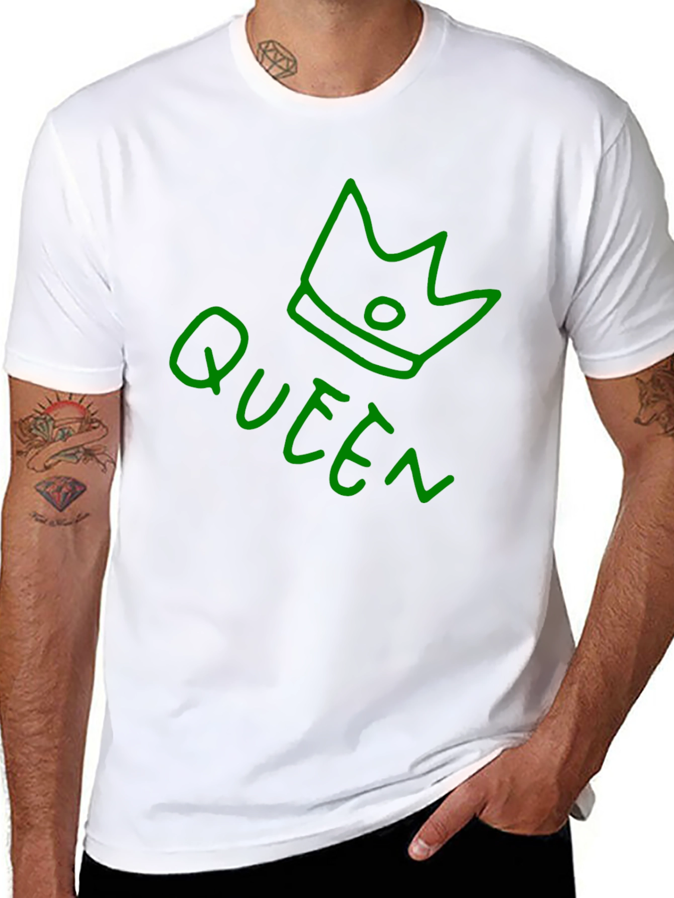 Camiseta Negra Queen con Corona Verde