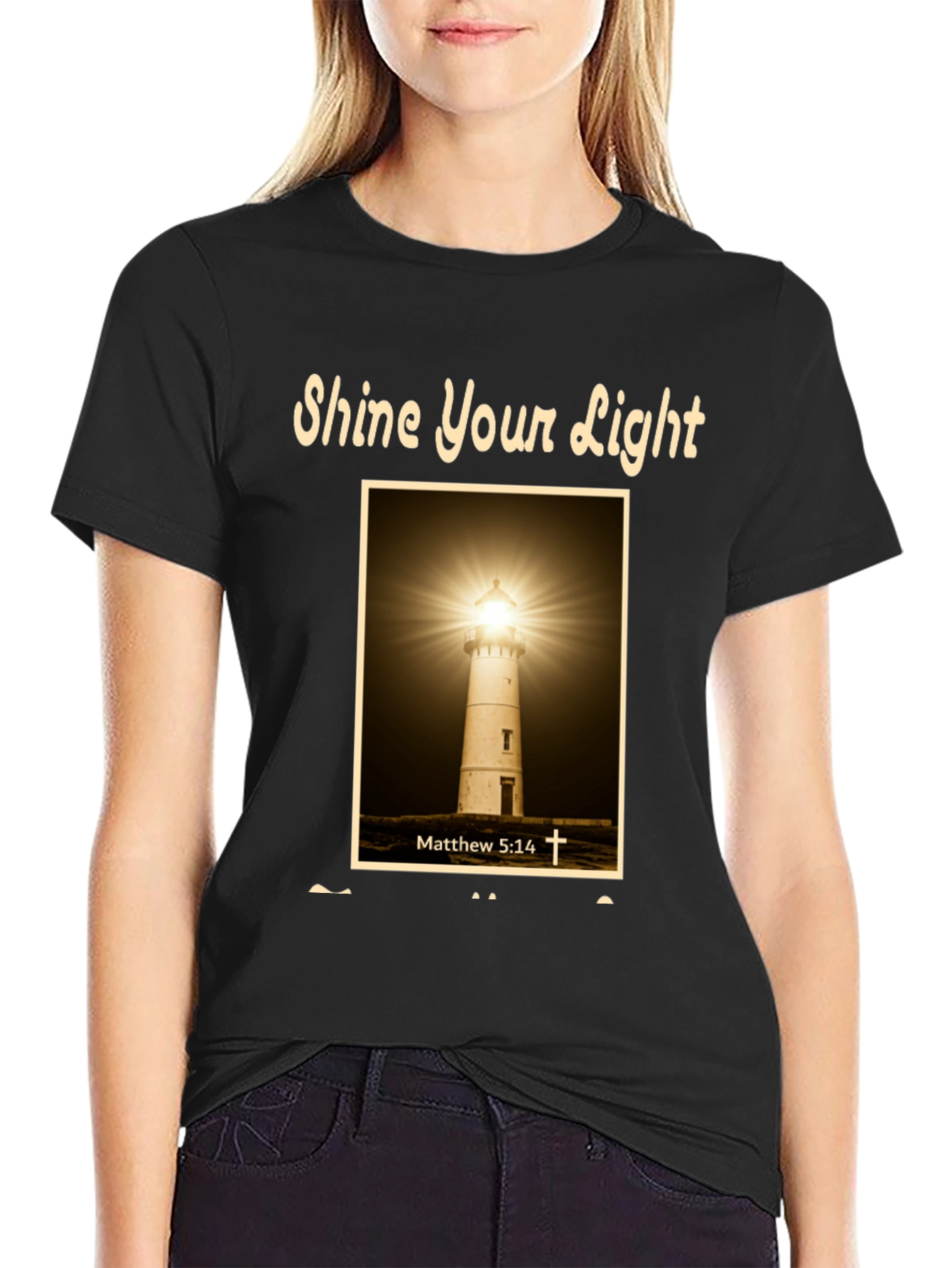 Camiseta Cristiana Shine Your Light - Faro de Esperanza