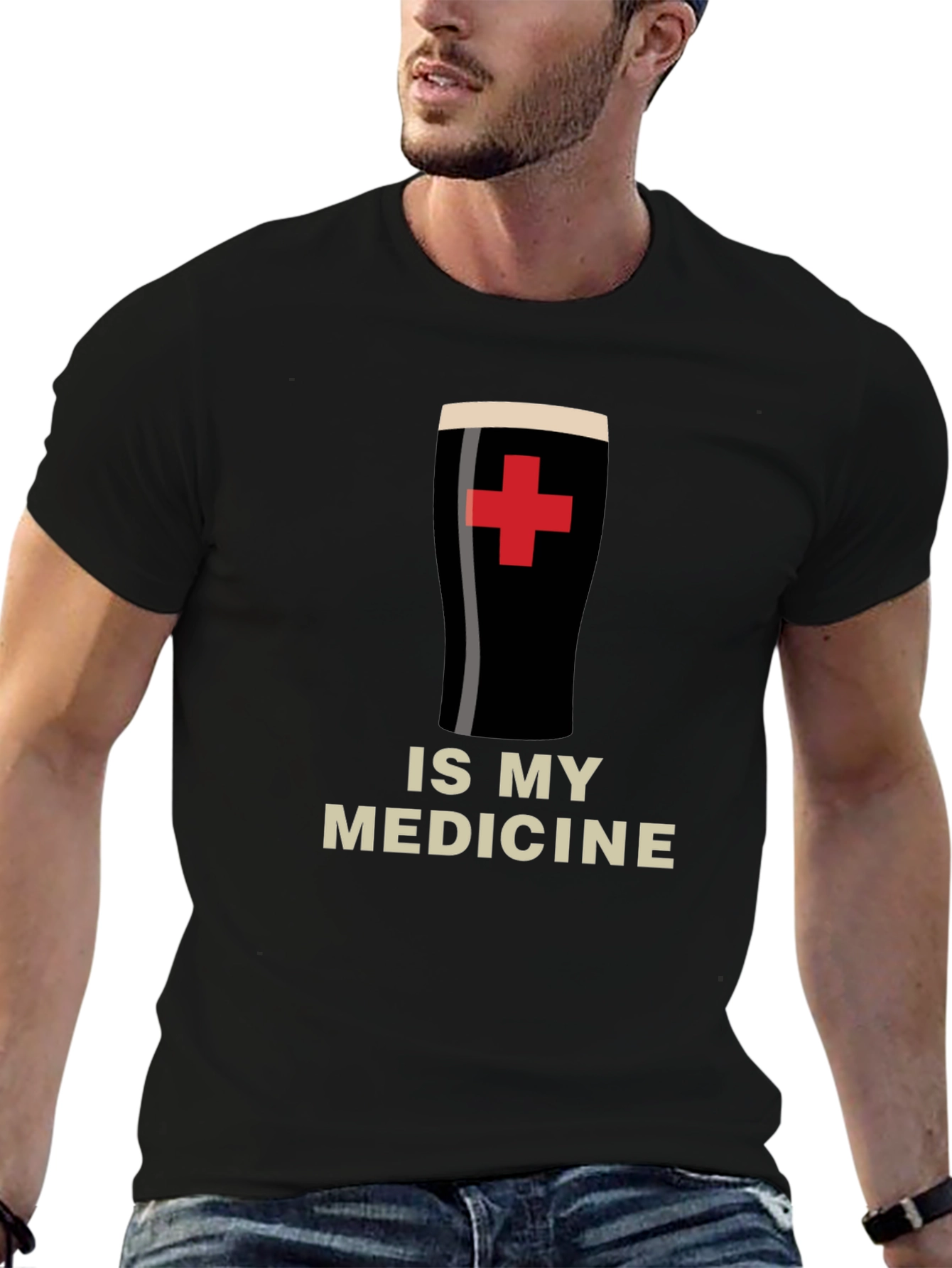 Camiseta Negra La Cerveza es mi Medicina