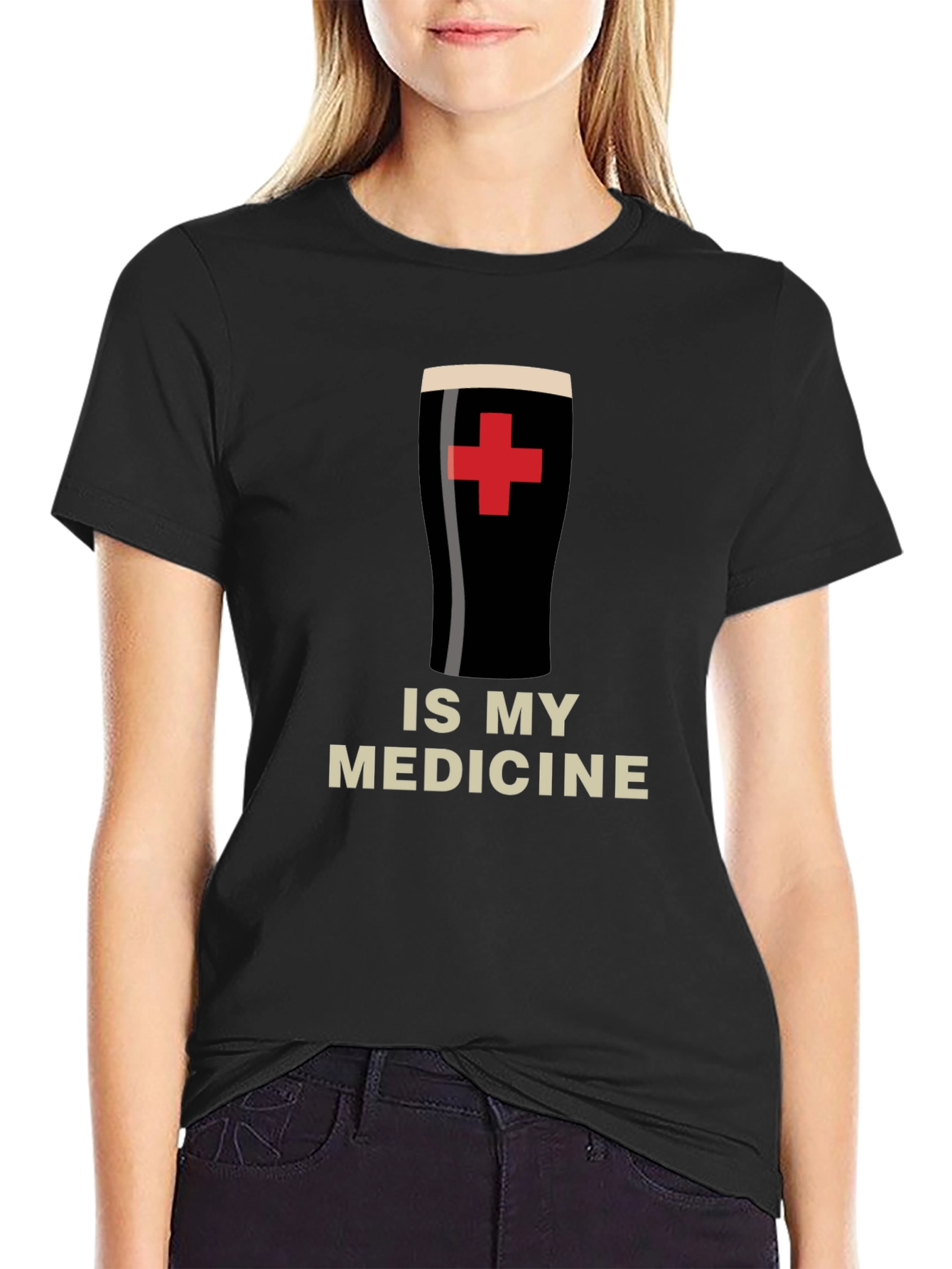 Camiseta Negra La Cerveza es mi Medicina