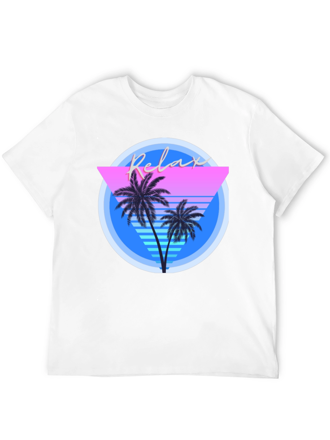 Camiseta Negra Relax con Diseño Retro Palmeras