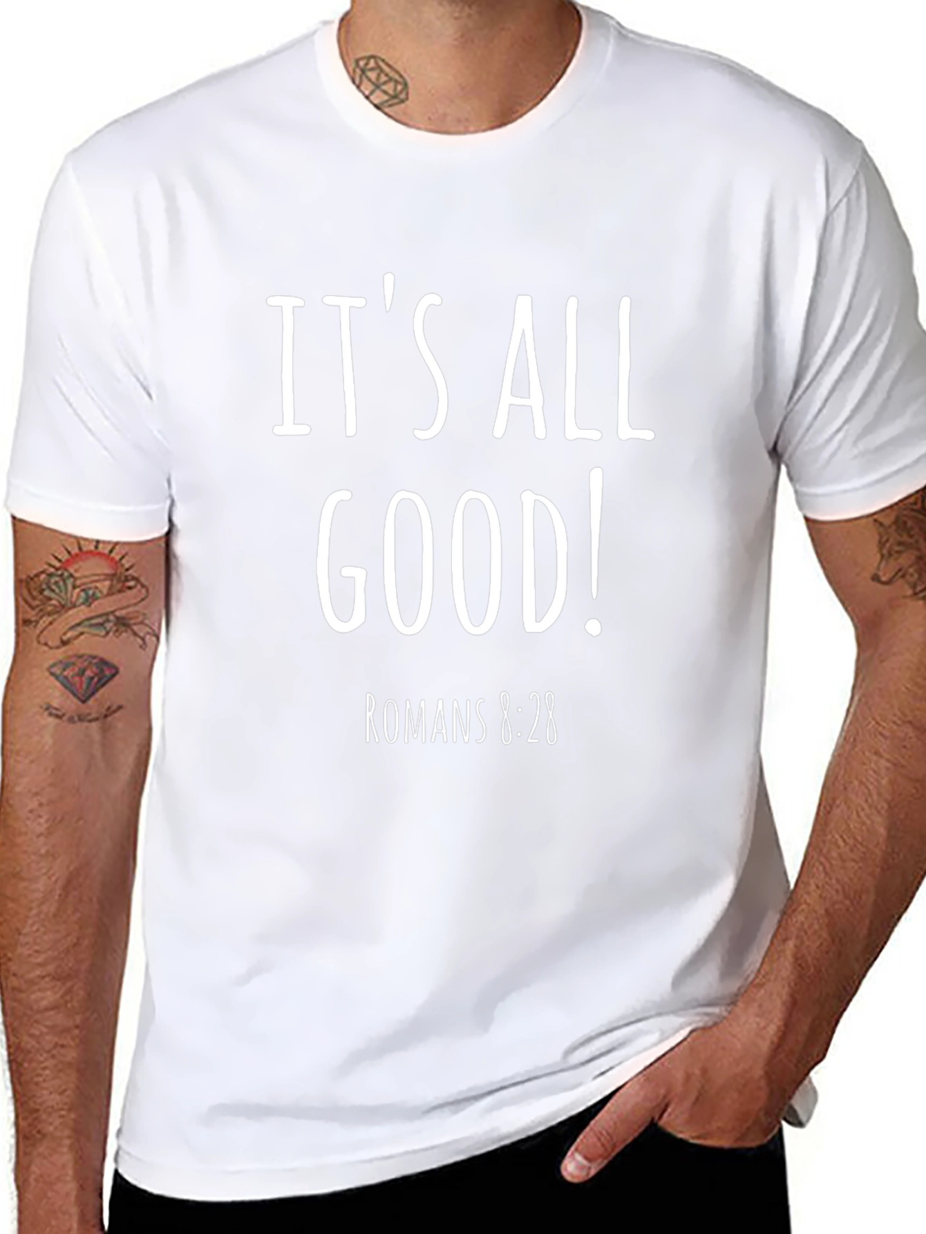 Camiseta Negra Its All Good! Romans 8:28