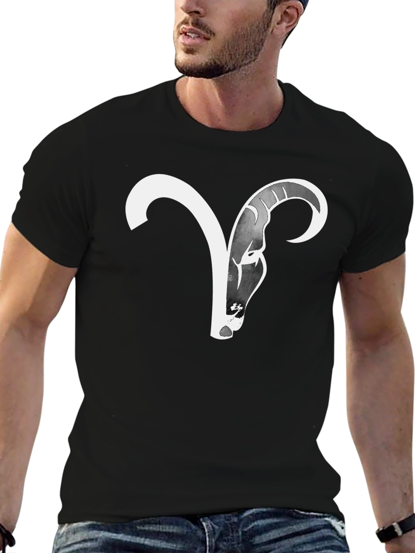 Camiseta Negra Aries Zodiaco Diseño Moderno