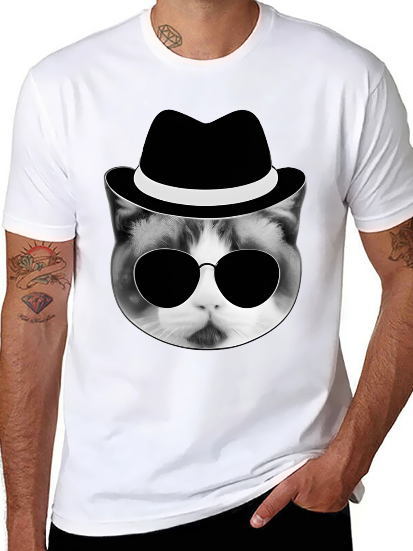 Camiseta Hombre Gato Gangster