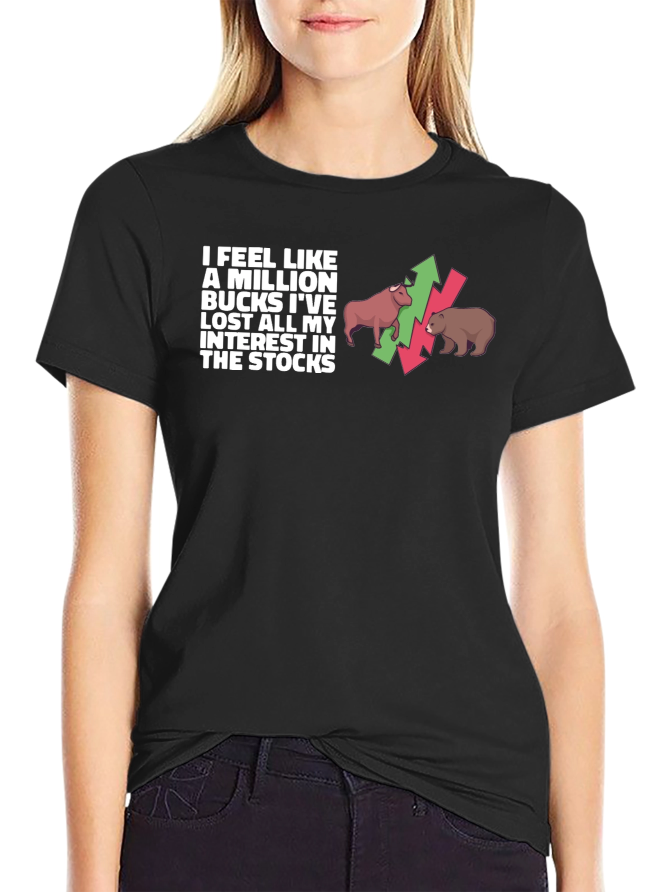 Camiseta Negra: Interés Perdido en Bolsa - Diseño Único