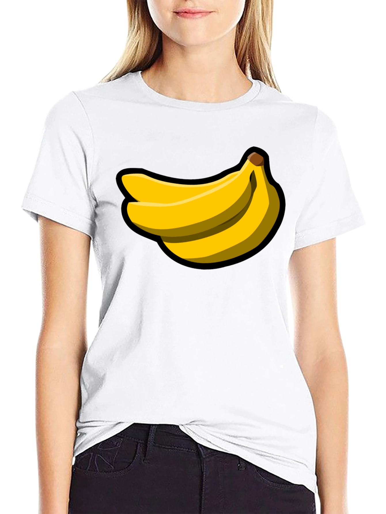 Camiseta Negra con Diseño de Plátanos Amarillos