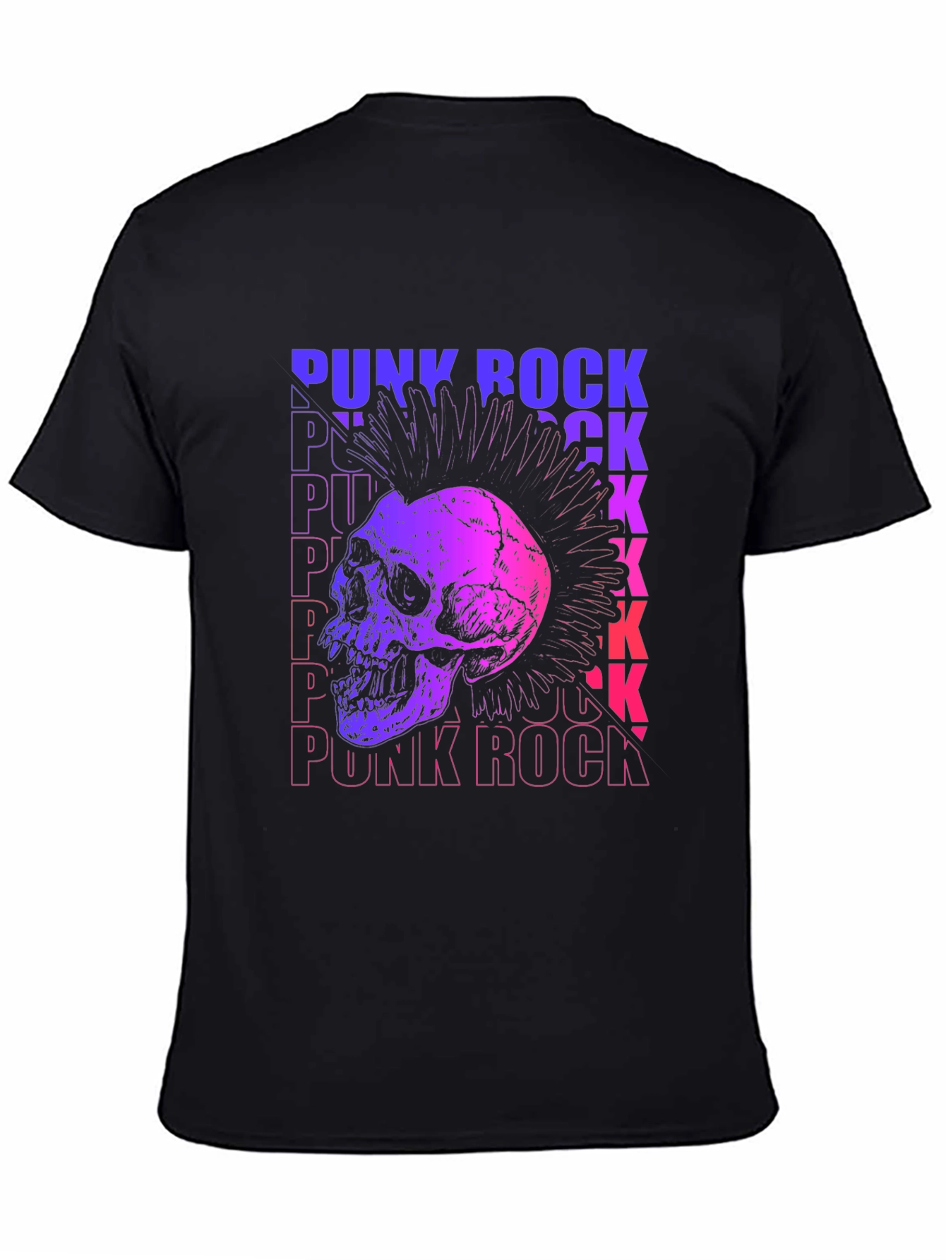 Camiseta Negra Estampada Punk Rock Calavera