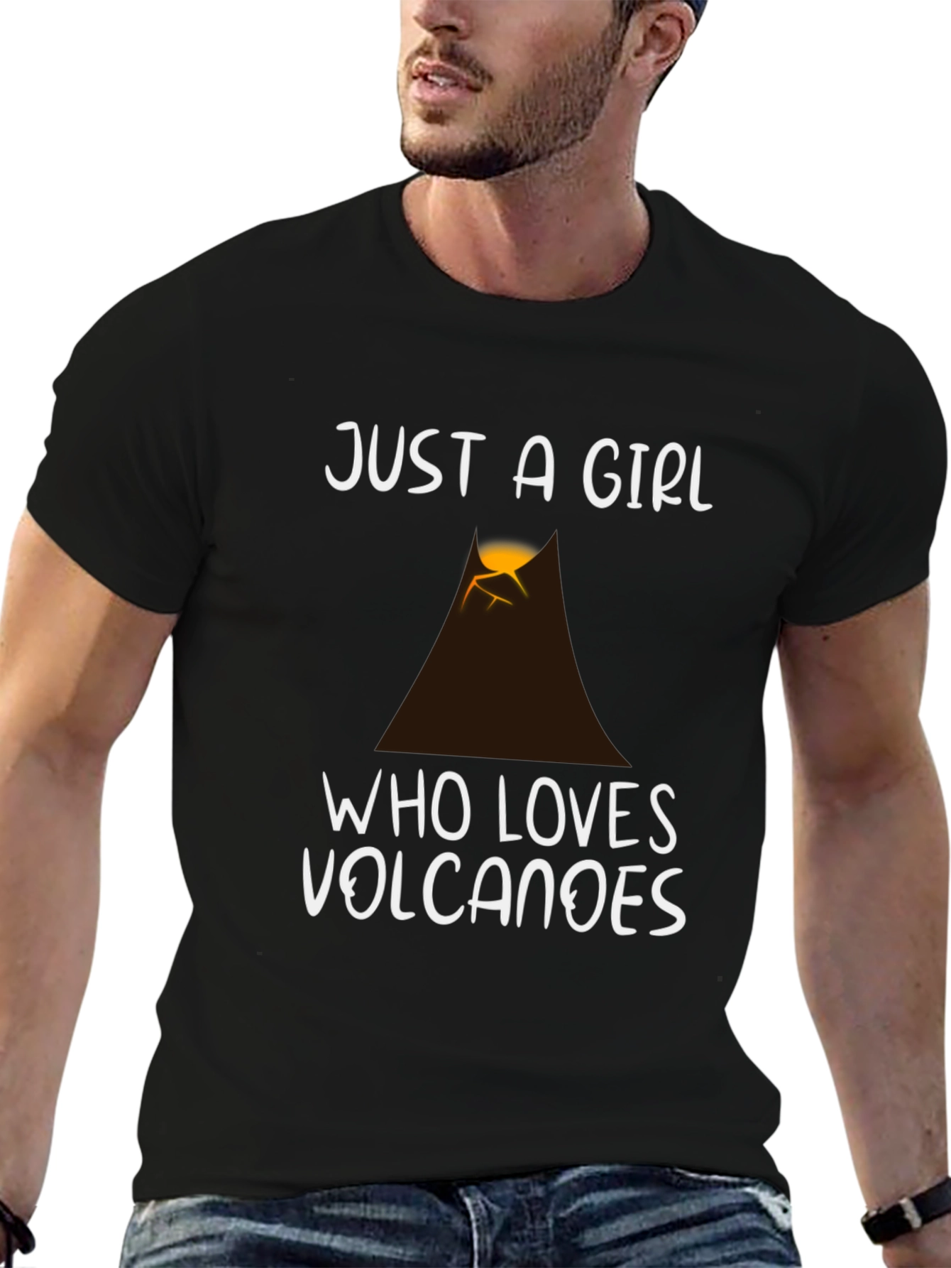 Camiseta Negra Just a Girl Who Loves Volcanoes