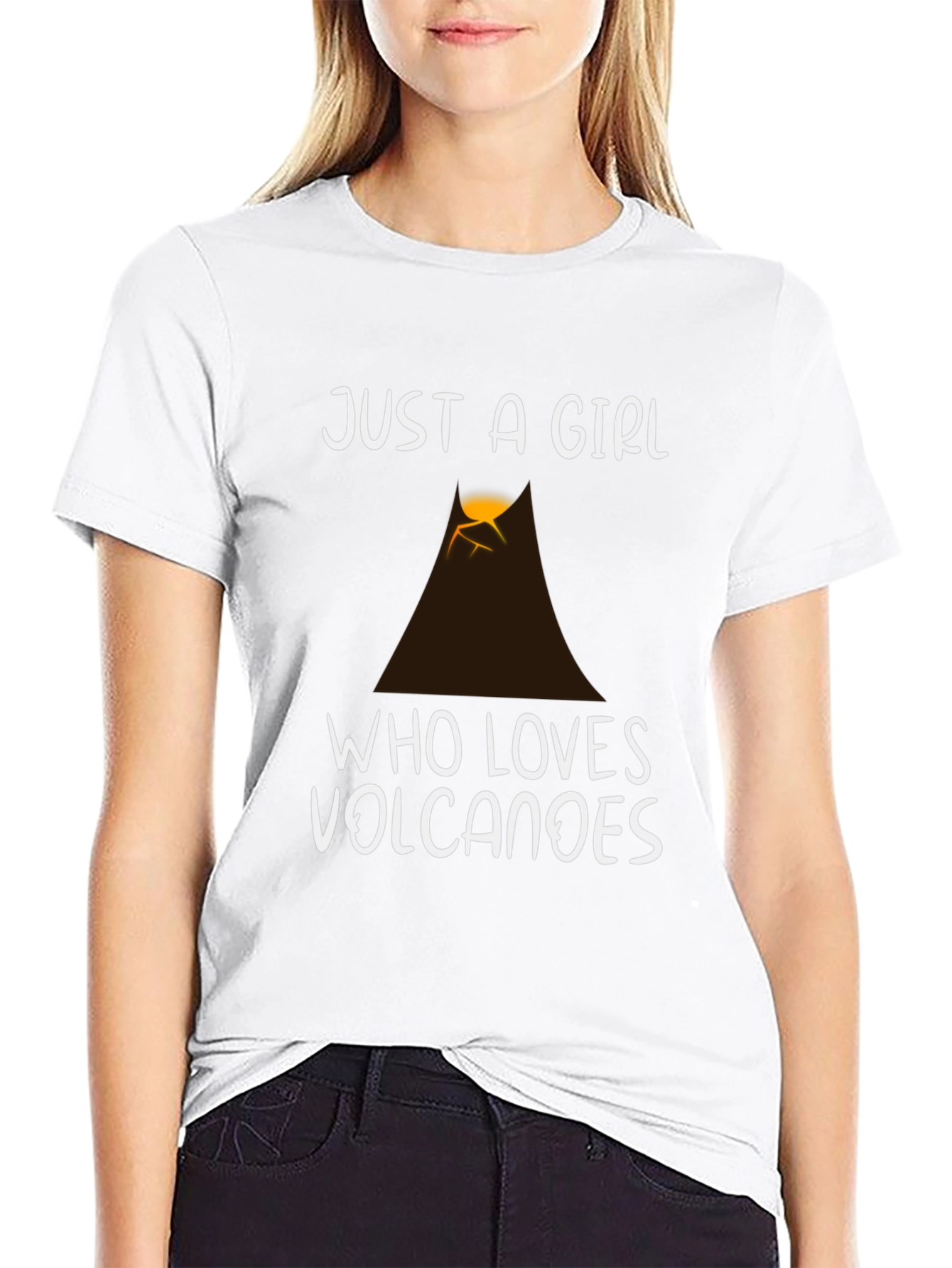 Camiseta Negra Just a Girl Who Loves Volcanoes