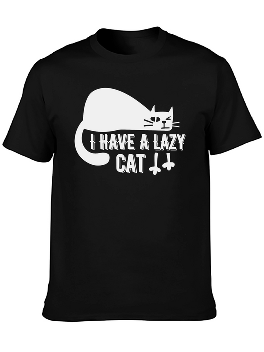 Camiseta Negra Lazy Cat para Hombre