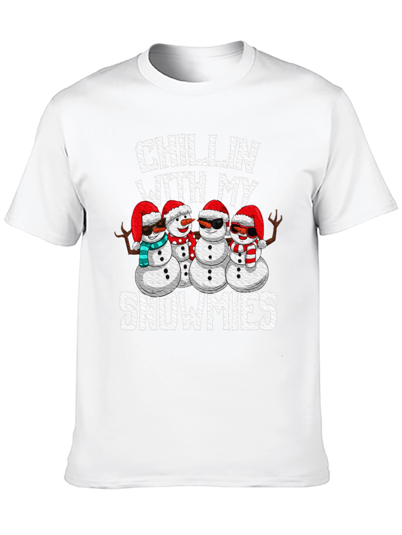 Camiseta Negra con Diseño Navideño Chillin With My Snowmies