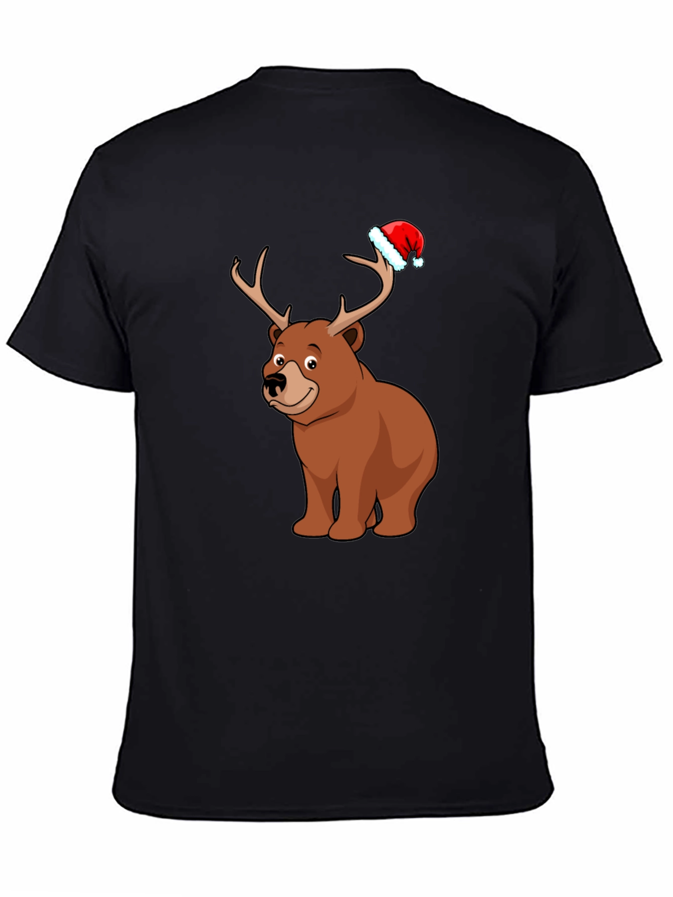 Camiseta Negra con Oso Navideño