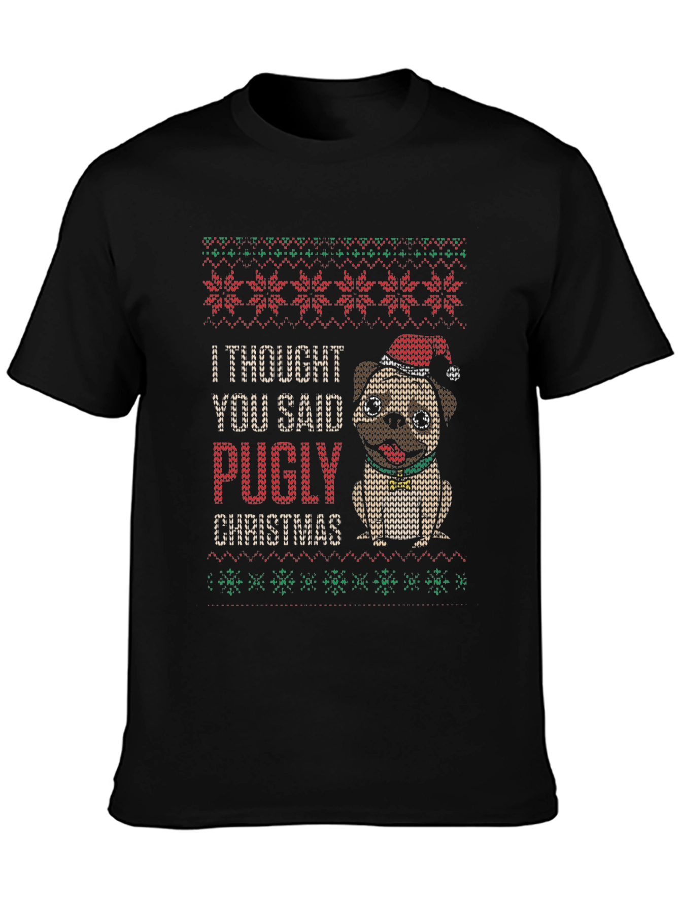 Camiseta Navideña Pugly Christmas para Amantes de Pugs
