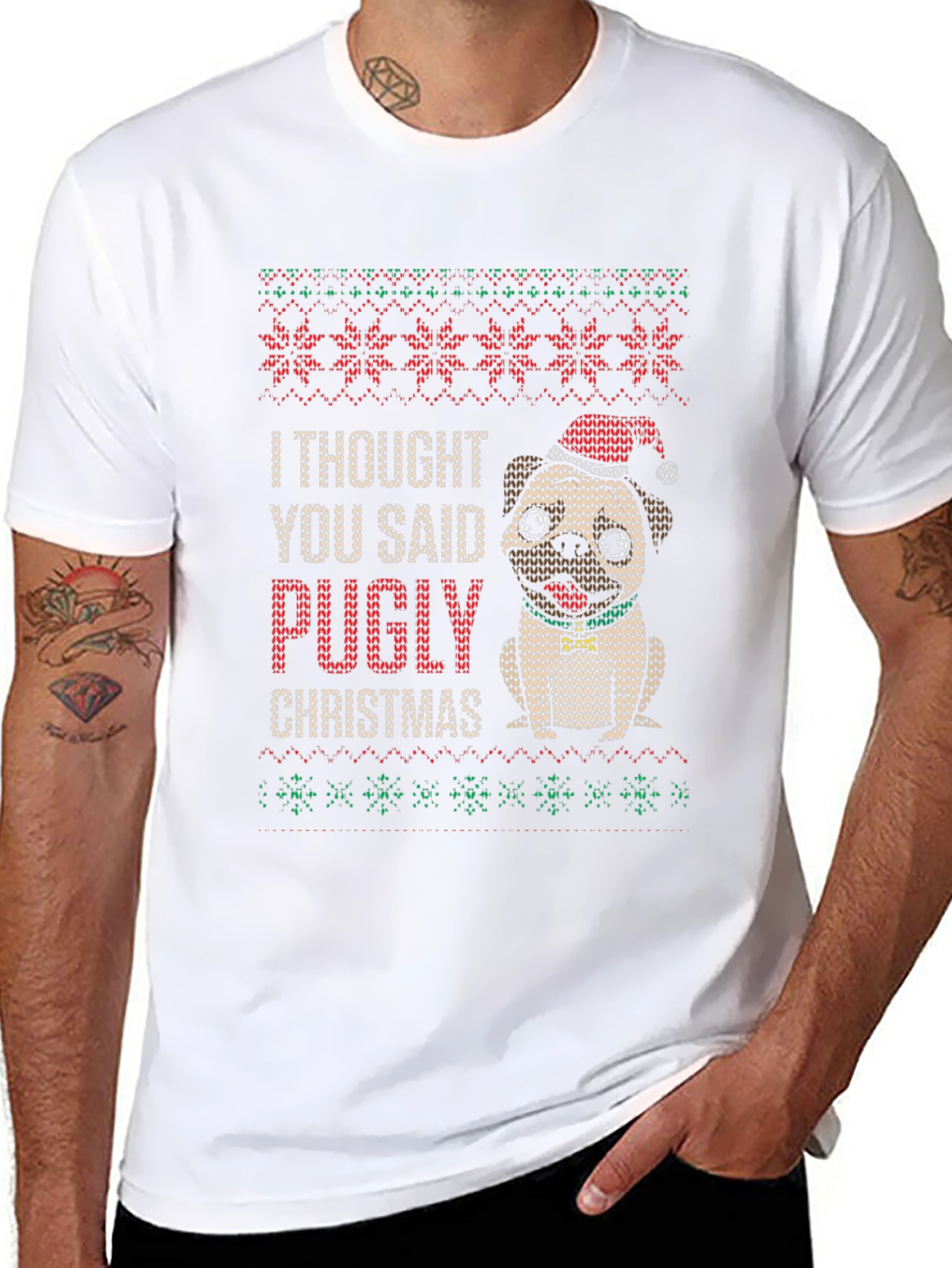 Camiseta Navideña Pugly Christmas para Amantes de Pugs