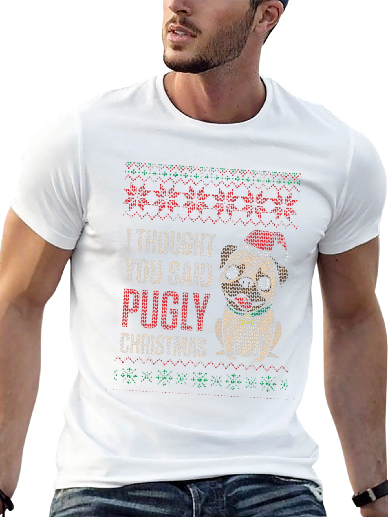 Camiseta Navideña Pugly Christmas para Amantes de Pugs