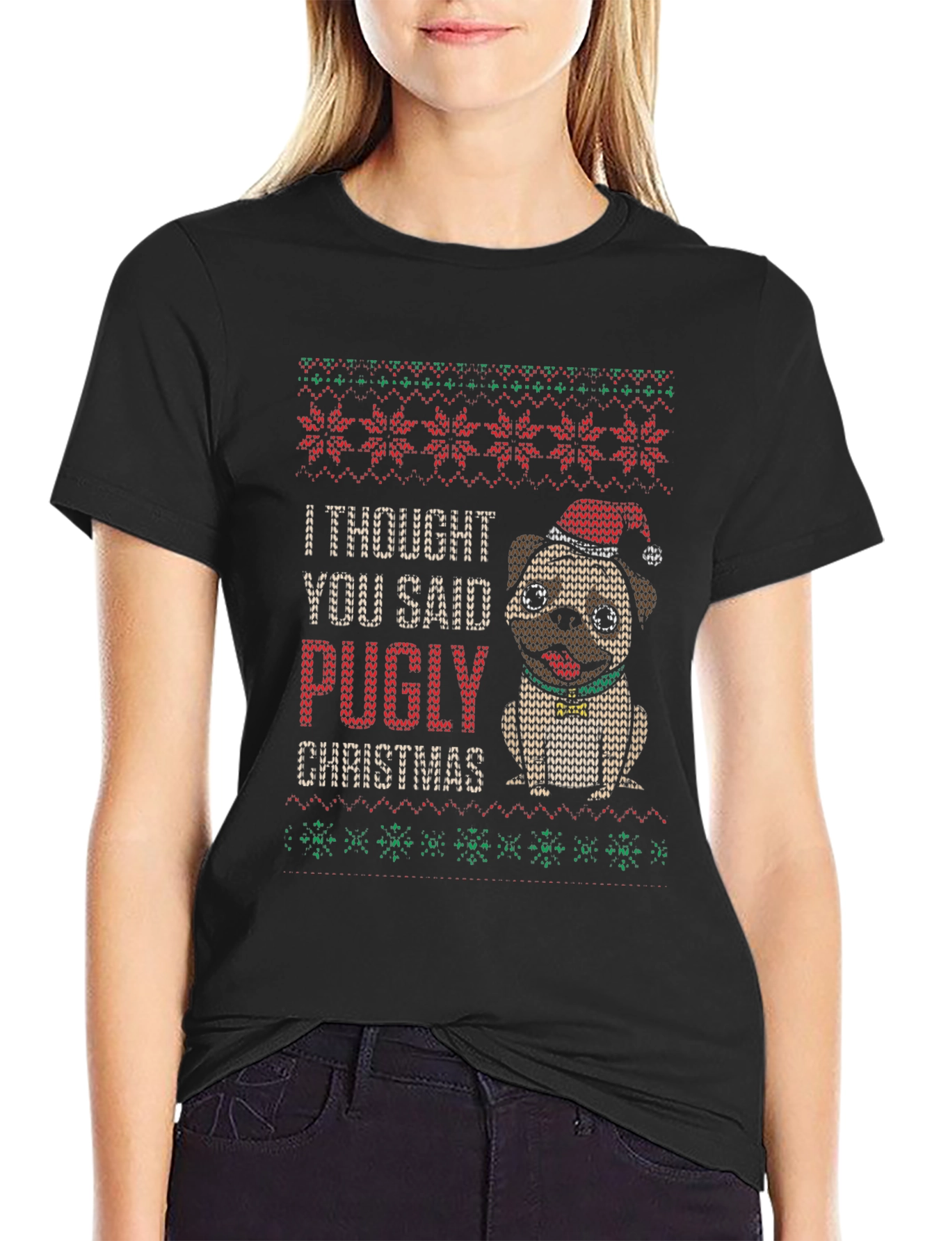 Camiseta Navideña Pugly Christmas para Amantes de Pugs