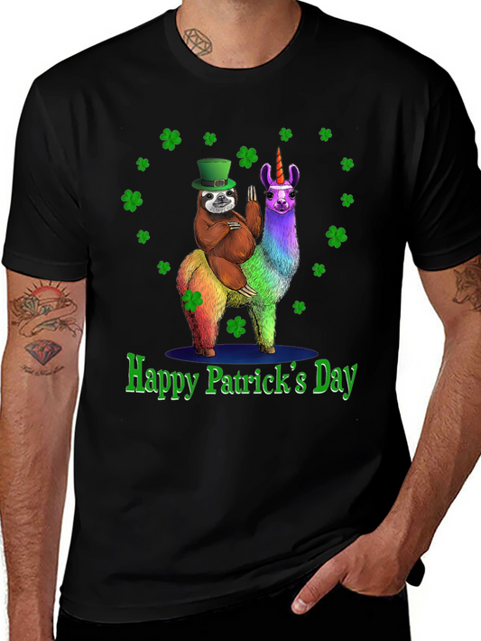 Camiseta Día de San Patricio Llama Unicornio Perezoso