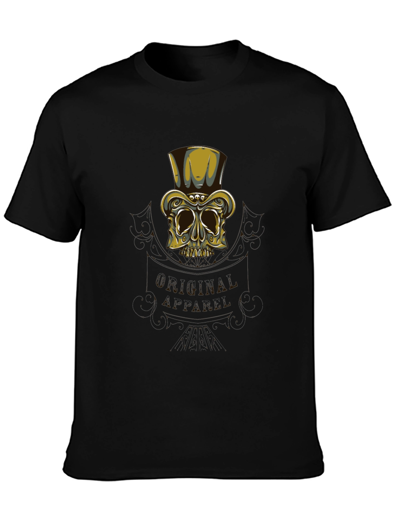 Camiseta Negra con Diseño Calavera Elegante
