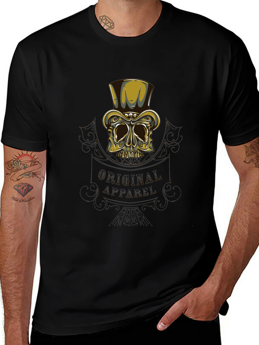Camiseta Negra con Diseño Calavera Elegante