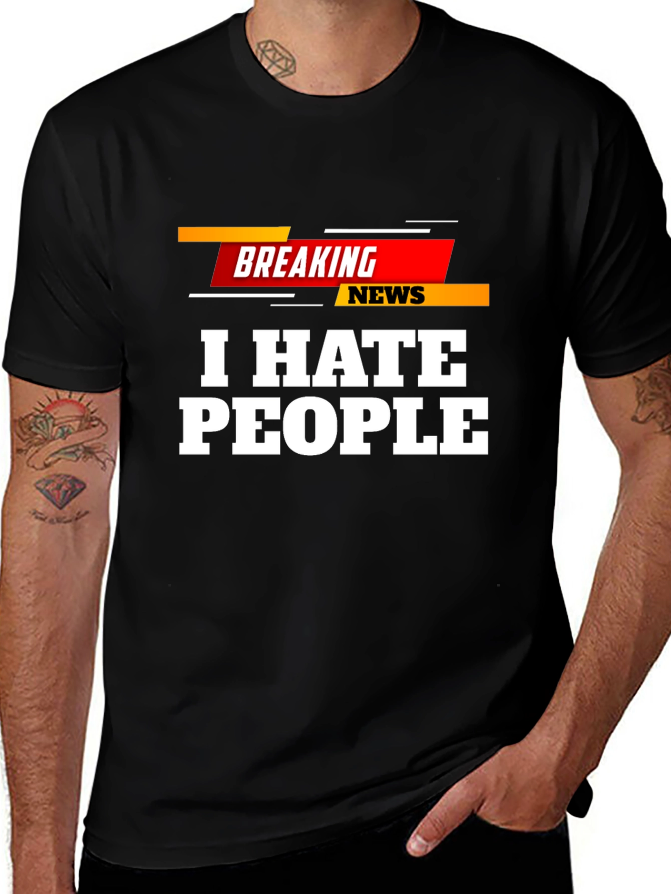 Camiseta Negra: Breaking News I Hate People