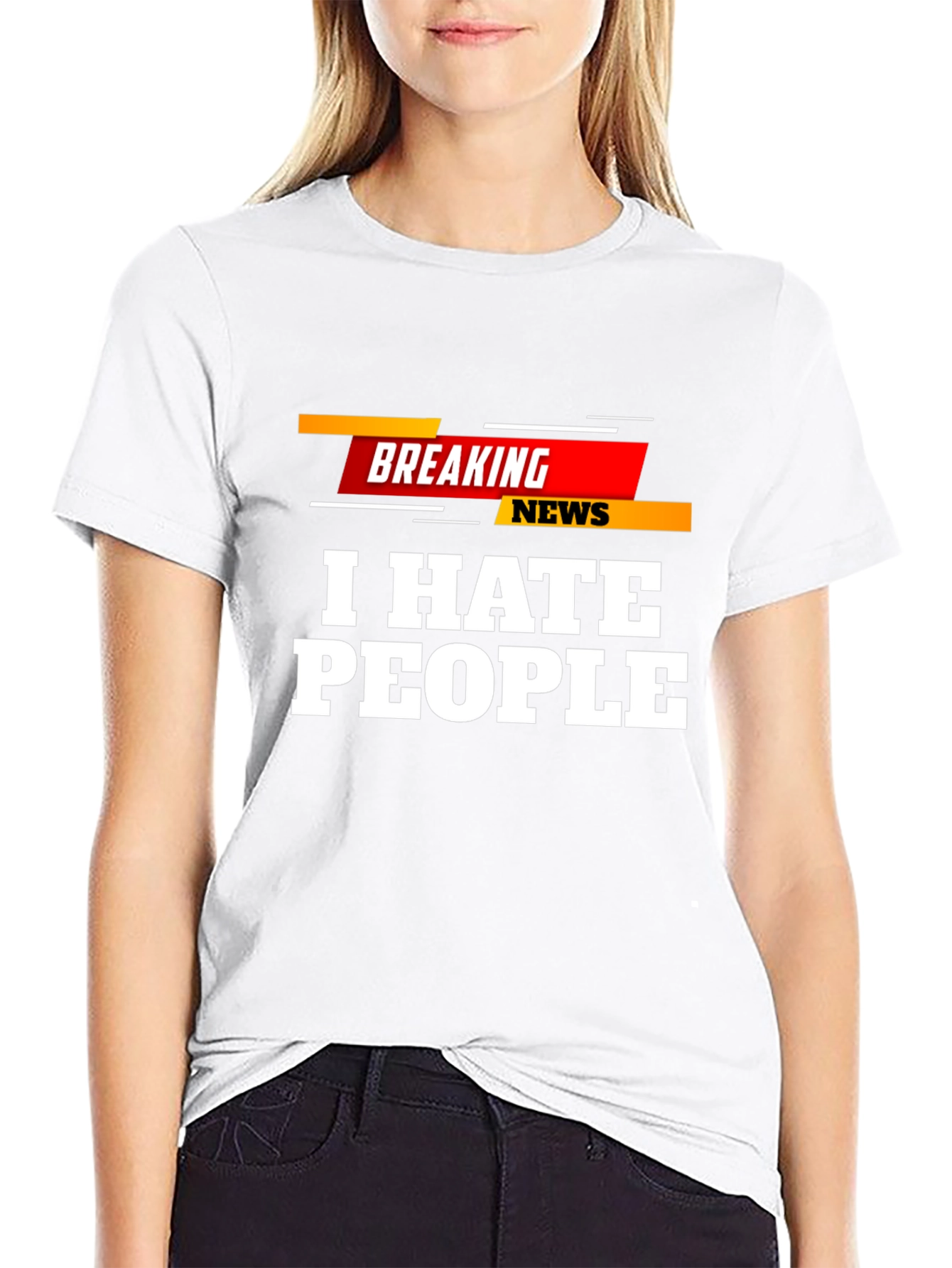 Camiseta Negra: Breaking News I Hate People
