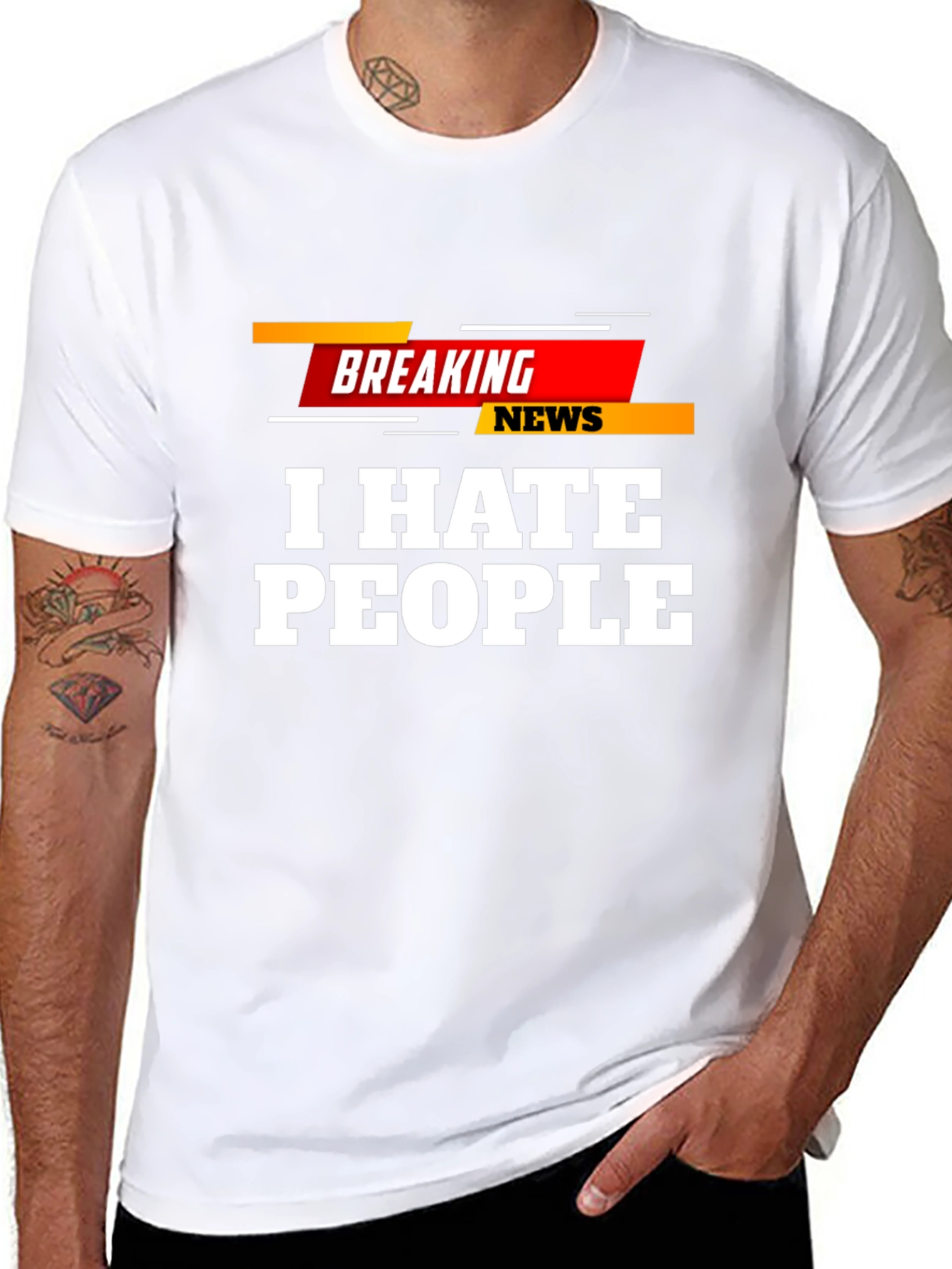 Camiseta Negra: Breaking News I Hate People
