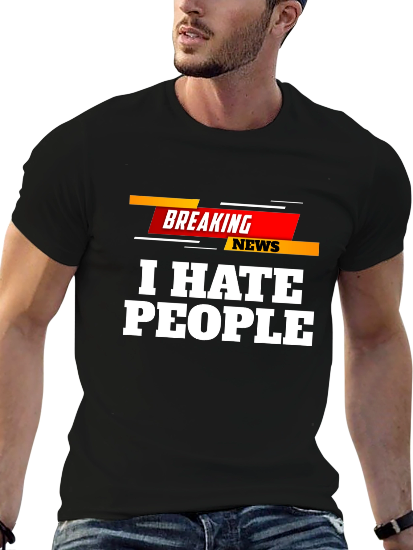 Camiseta Negra: Breaking News I Hate People