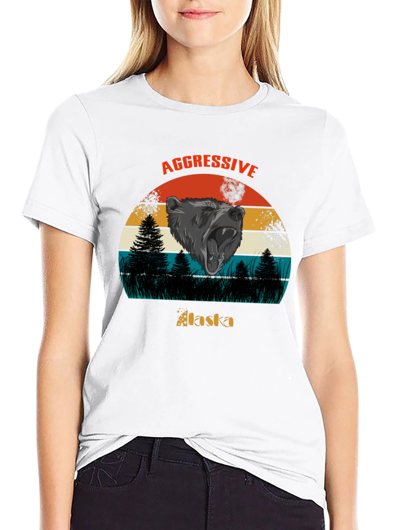 Camiseta Negra Alaska Oso Agresivo