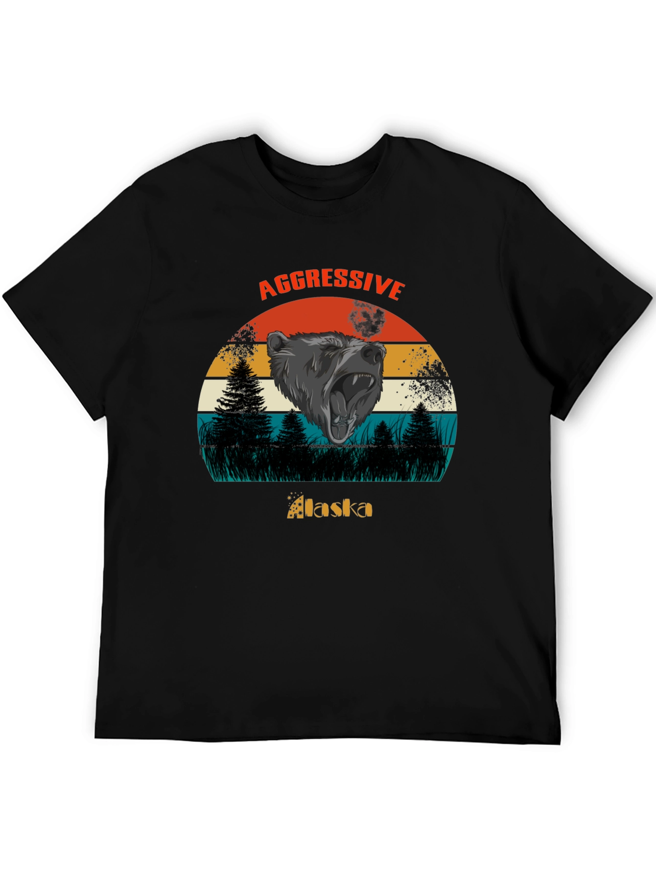 Camiseta Negra Alaska Oso Agresivo