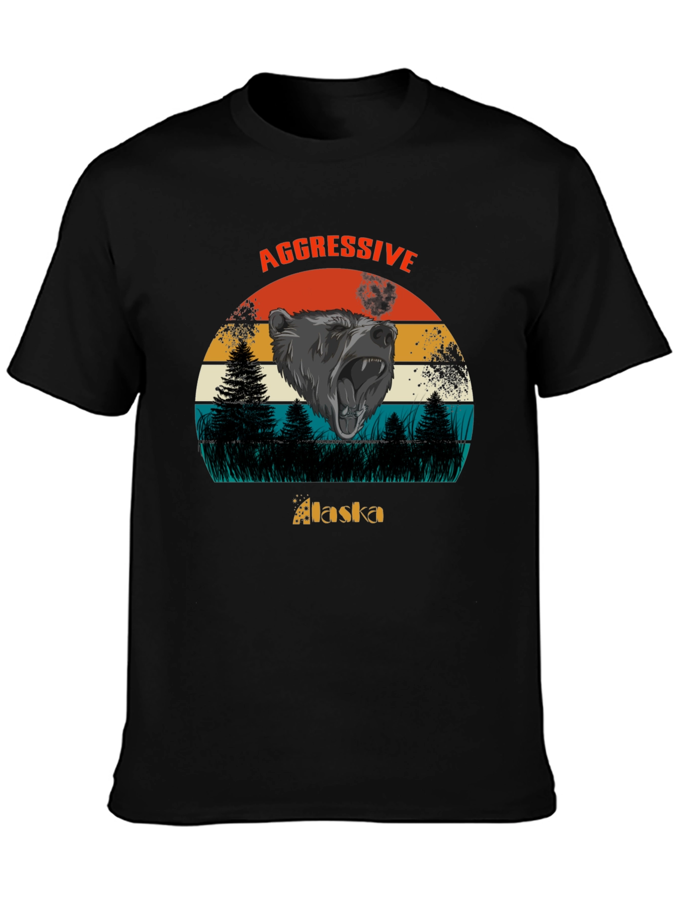 Camiseta Negra Alaska Oso Agresivo