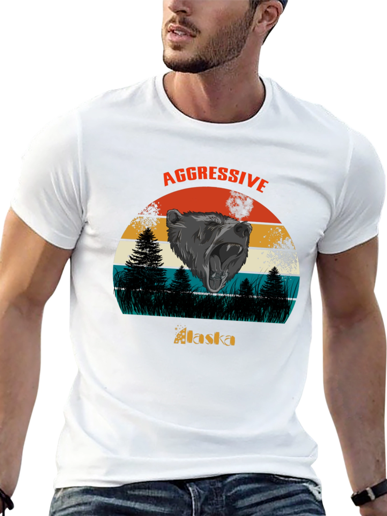 Camiseta Negra Alaska Oso Agresivo