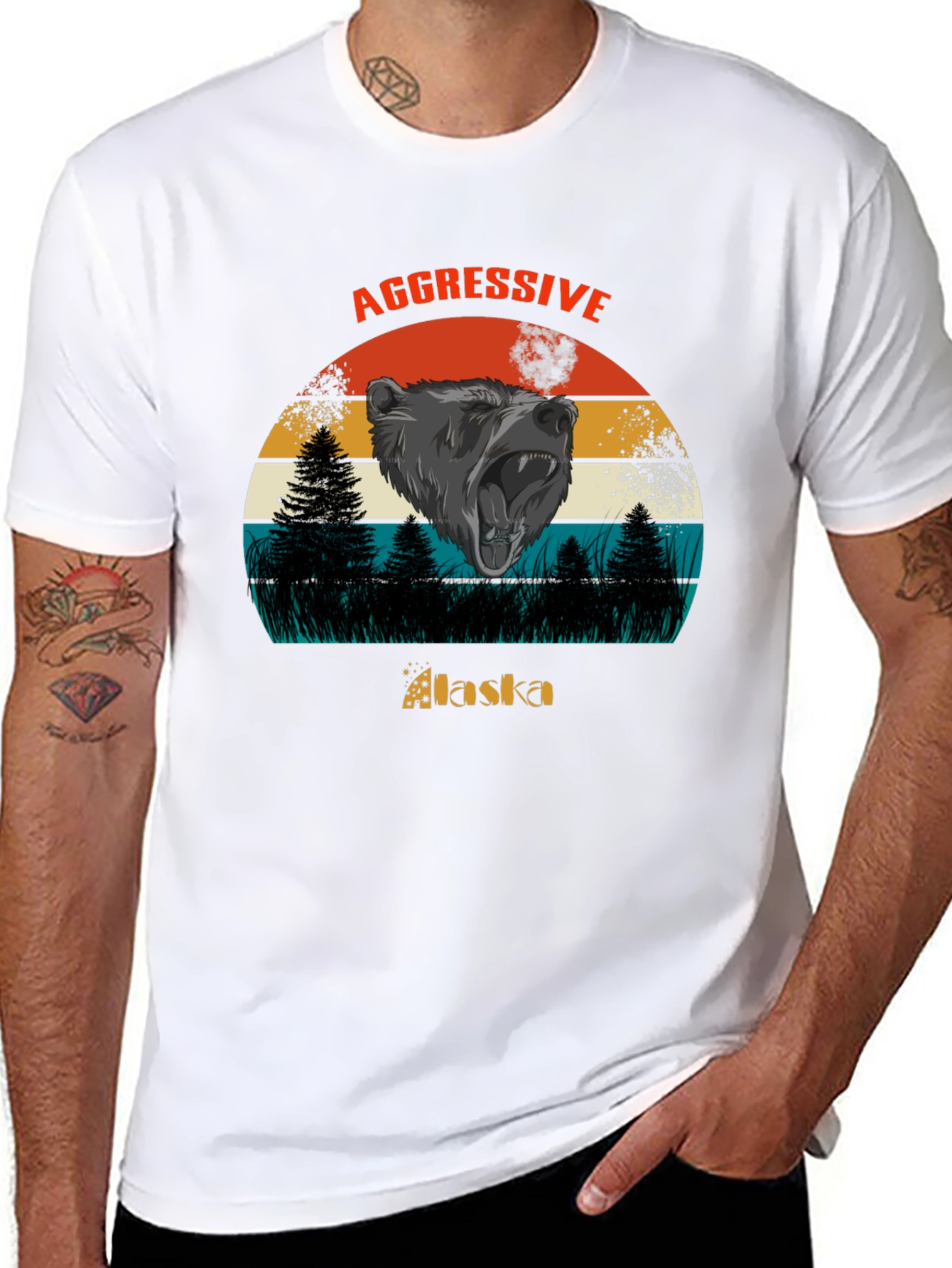 Camiseta Negra Alaska Oso Agresivo