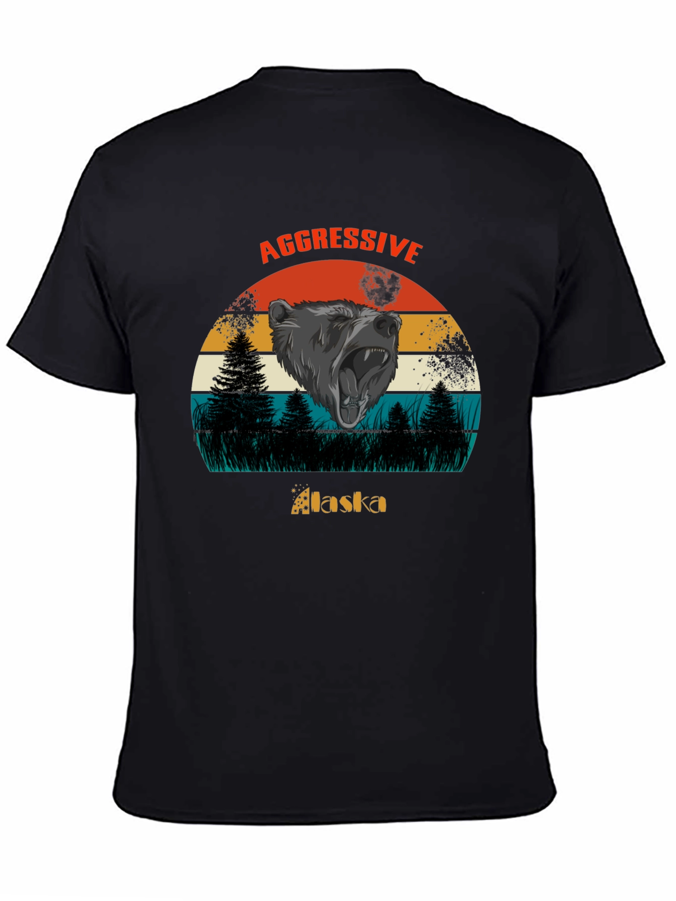 Camiseta Negra Alaska Oso Agresivo