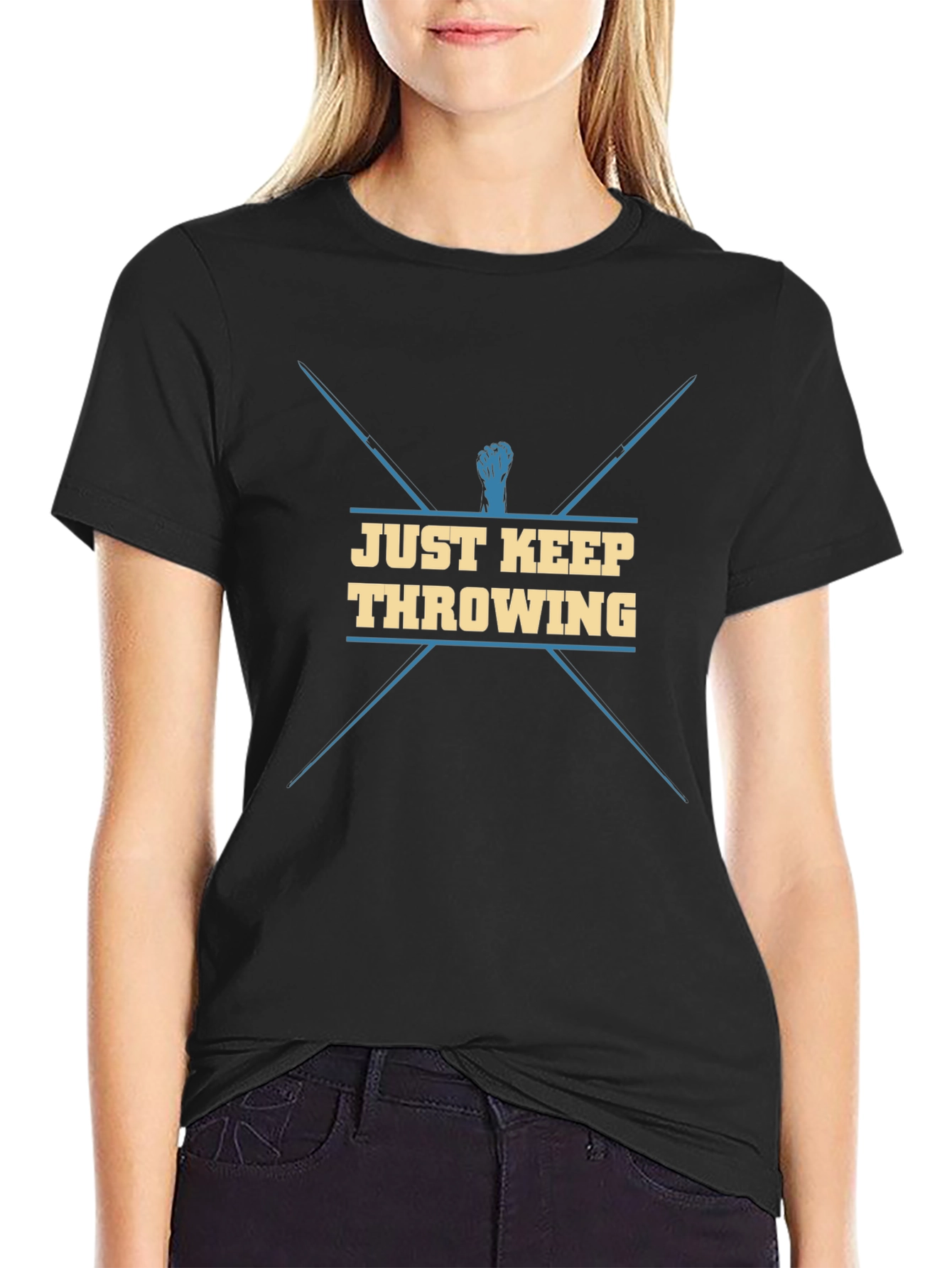 Camiseta Negra Just Keep Throwing