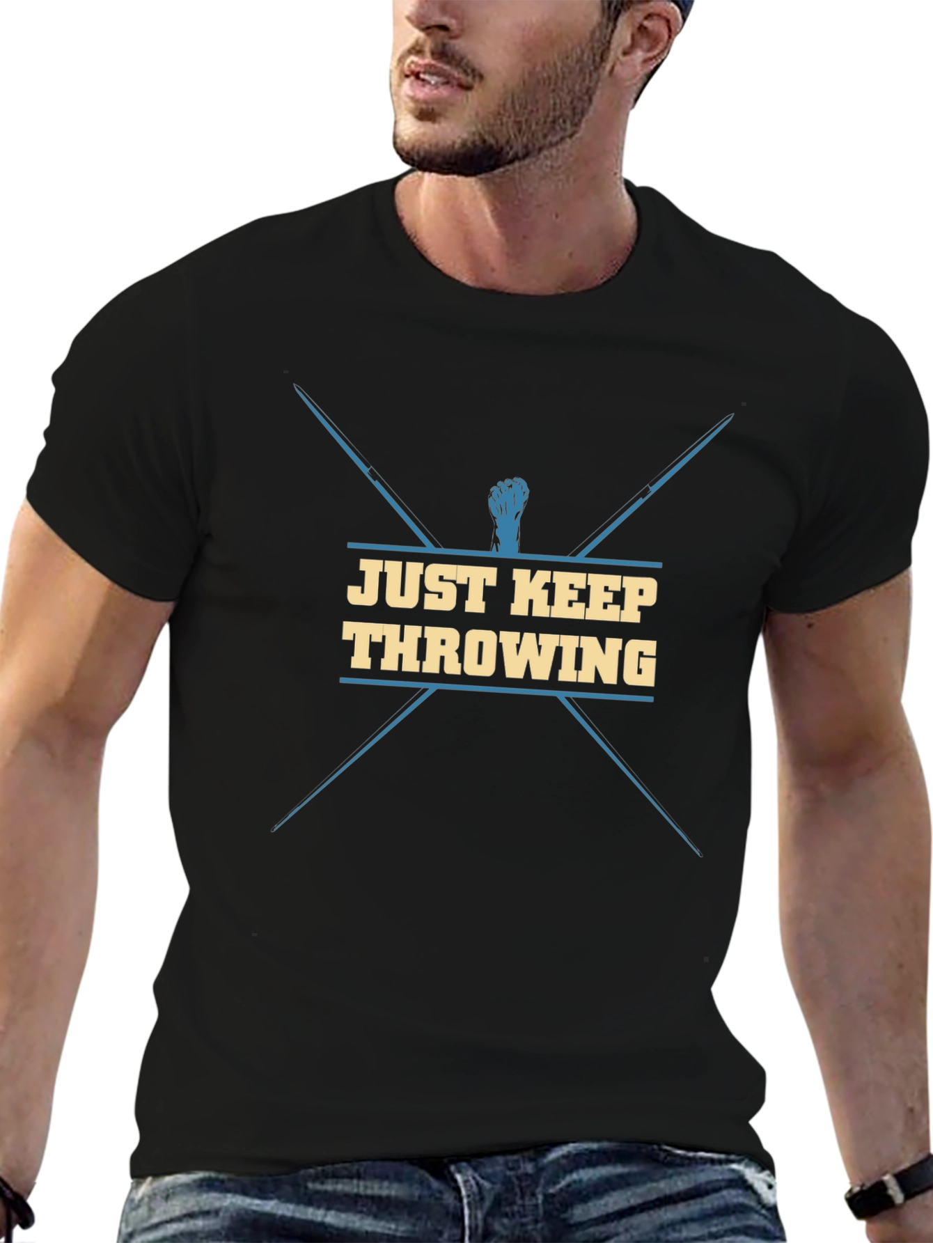 Camiseta Negra Just Keep Throwing