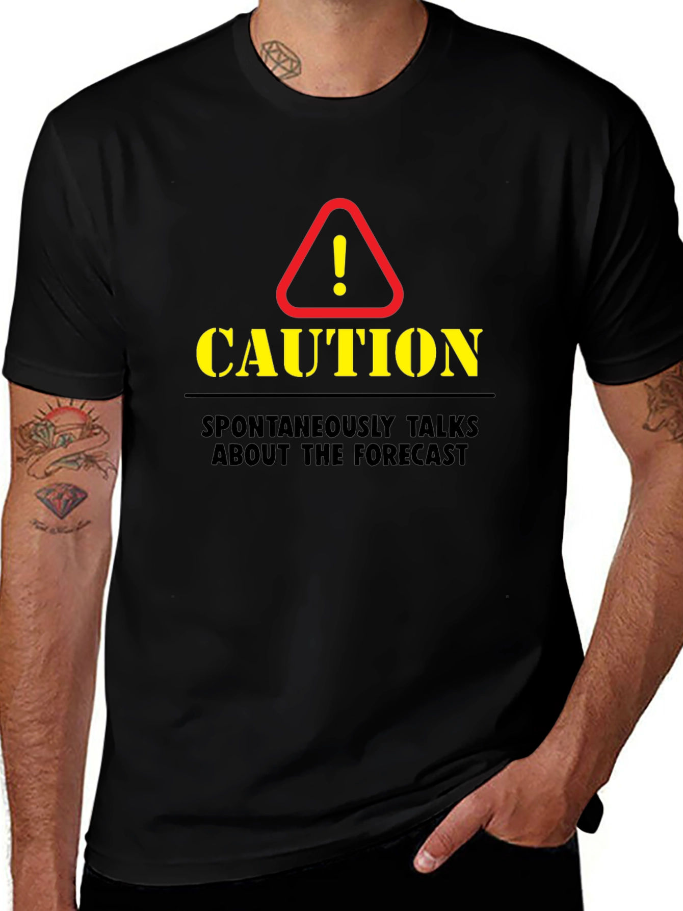 Camiseta Negra de Hombre Precaución - El Tiempo
