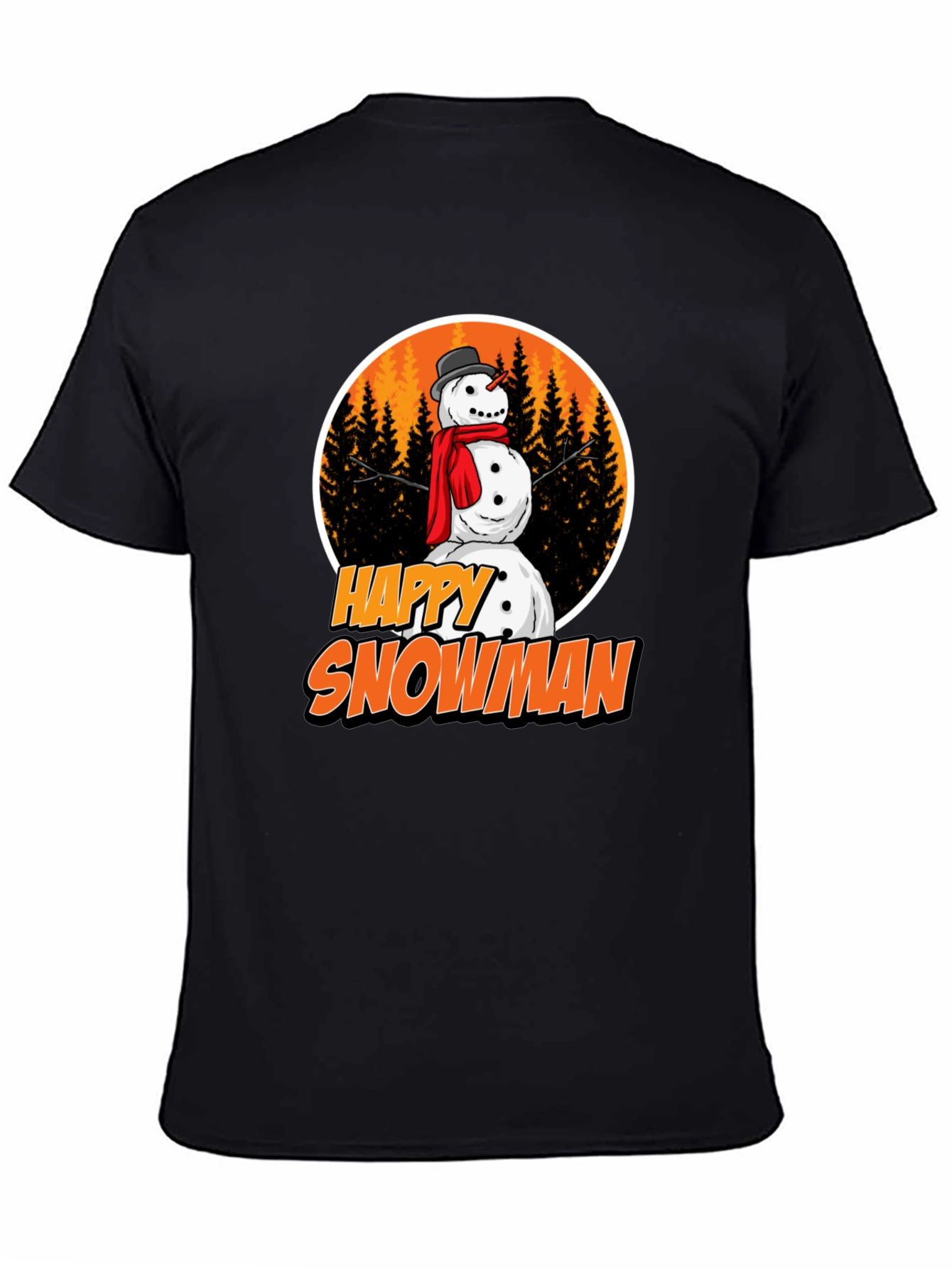 Camiseta Negra Hombre Diseño Happy Snowman