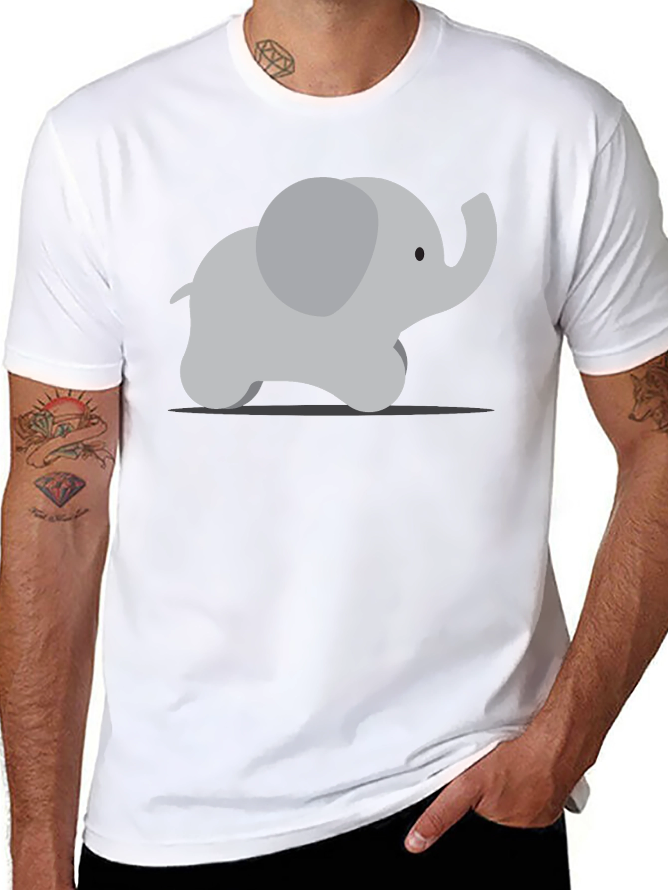 Camiseta Negra con Diseño de Elefante Adorable