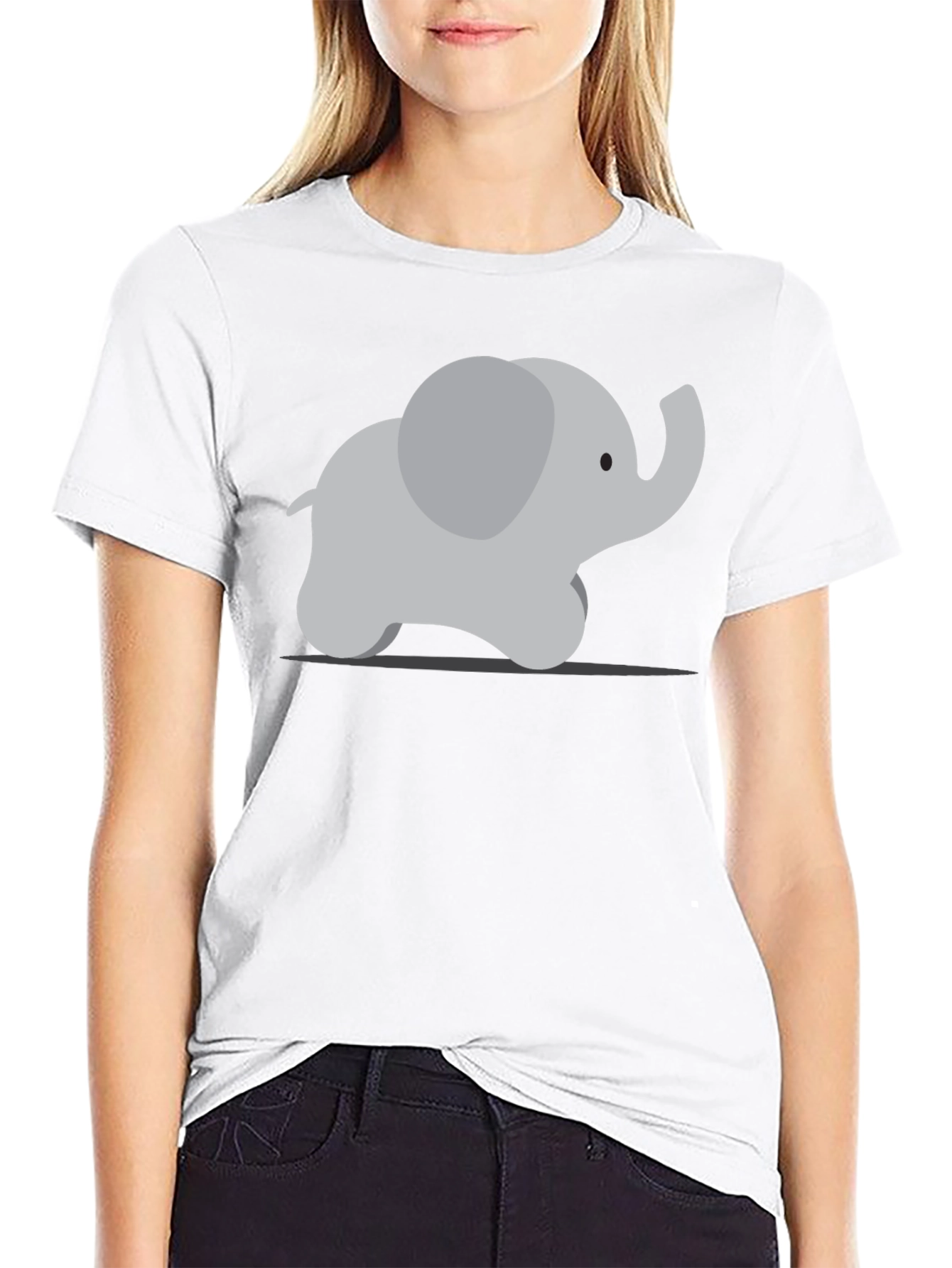 Camiseta Negra con Diseño de Elefante Adorable