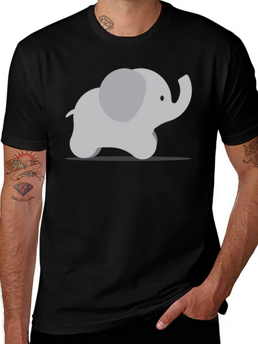Camiseta Negra con Diseño de Elefante Adorable