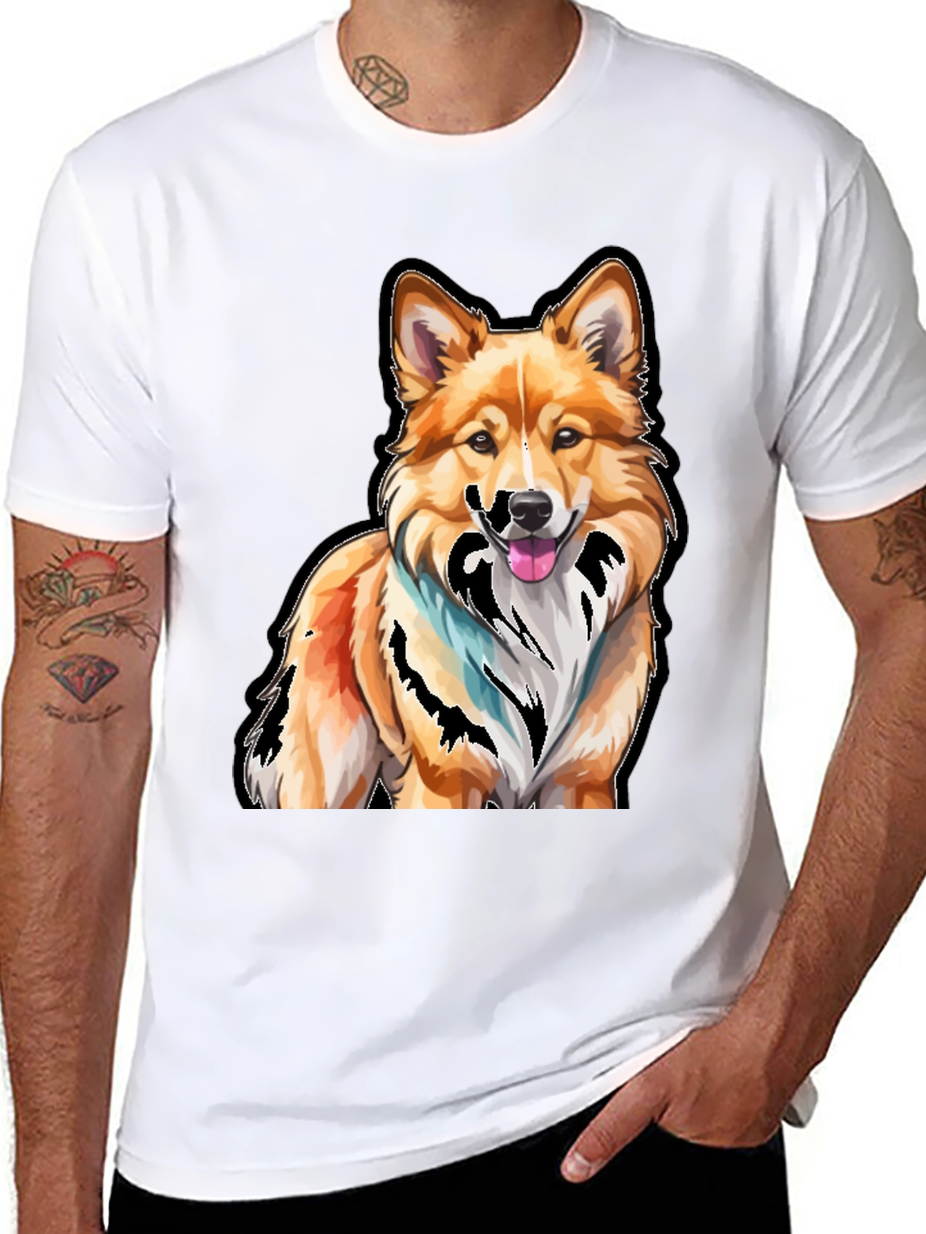 Camiseta Negra con Diseño de Corgi